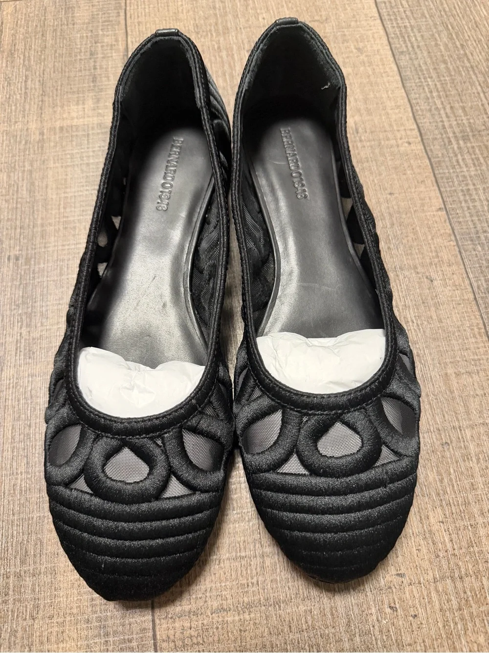 Bernardo Black Costa Mesh Ballet Flats